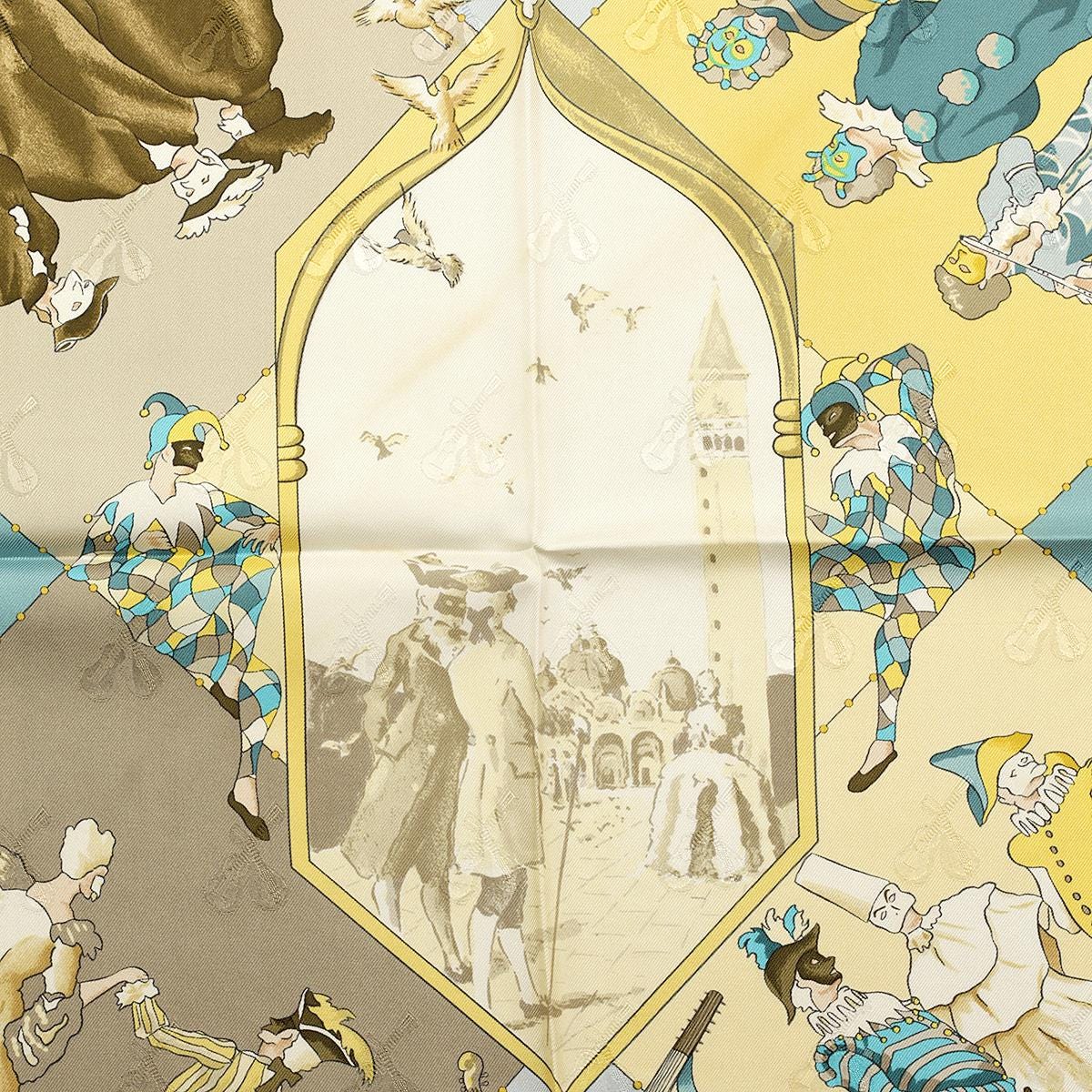 Hermes Scarf Jacquard "Le Carnaval de Venise" by Hubert de Watrigant 90cm Silk