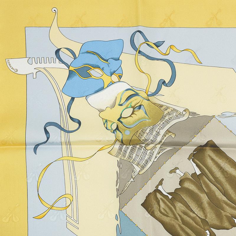 Hermes Scarf Jacquard "Le Carnaval de Venise" by Hubert de Watrigant 90cm Silk