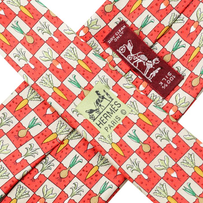 Hermes Men's Silk Tie Checkers Vegetables Pattern 7712 | Necktie Cravate