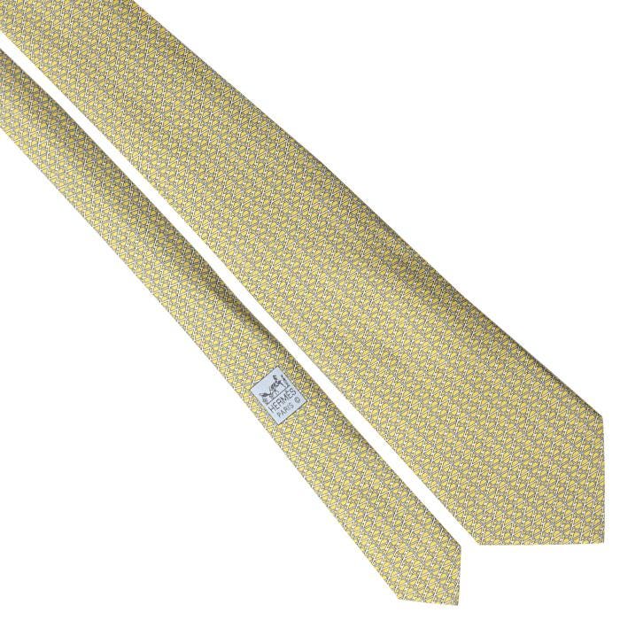Hermes Men's Silk Tie Geometric Pattern 5578