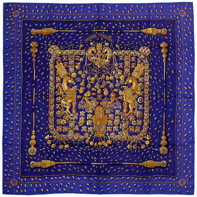 Hermes Scarf "Tresors Retrouves" by Annie Faivre 90cm Silk | Carre Foulard