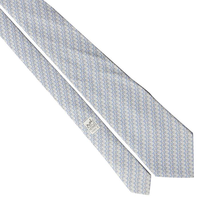 Hermes Men's Silk Tie Equestrian Geometric Pattern 5619 | Necktie Cravate