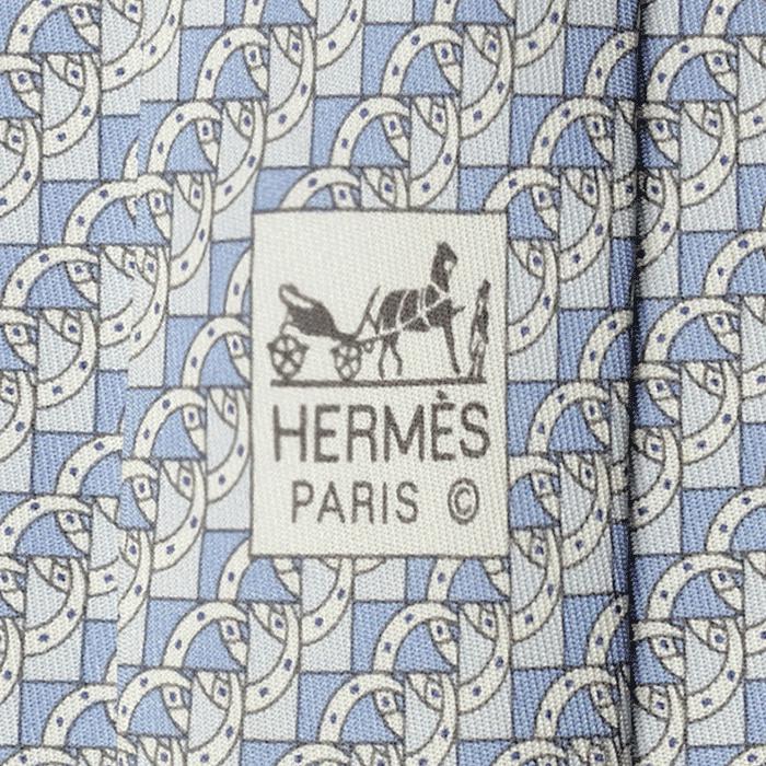 Hermes Men's Silk Tie Equestrian Geometric Pattern 5619 | Necktie Cravate