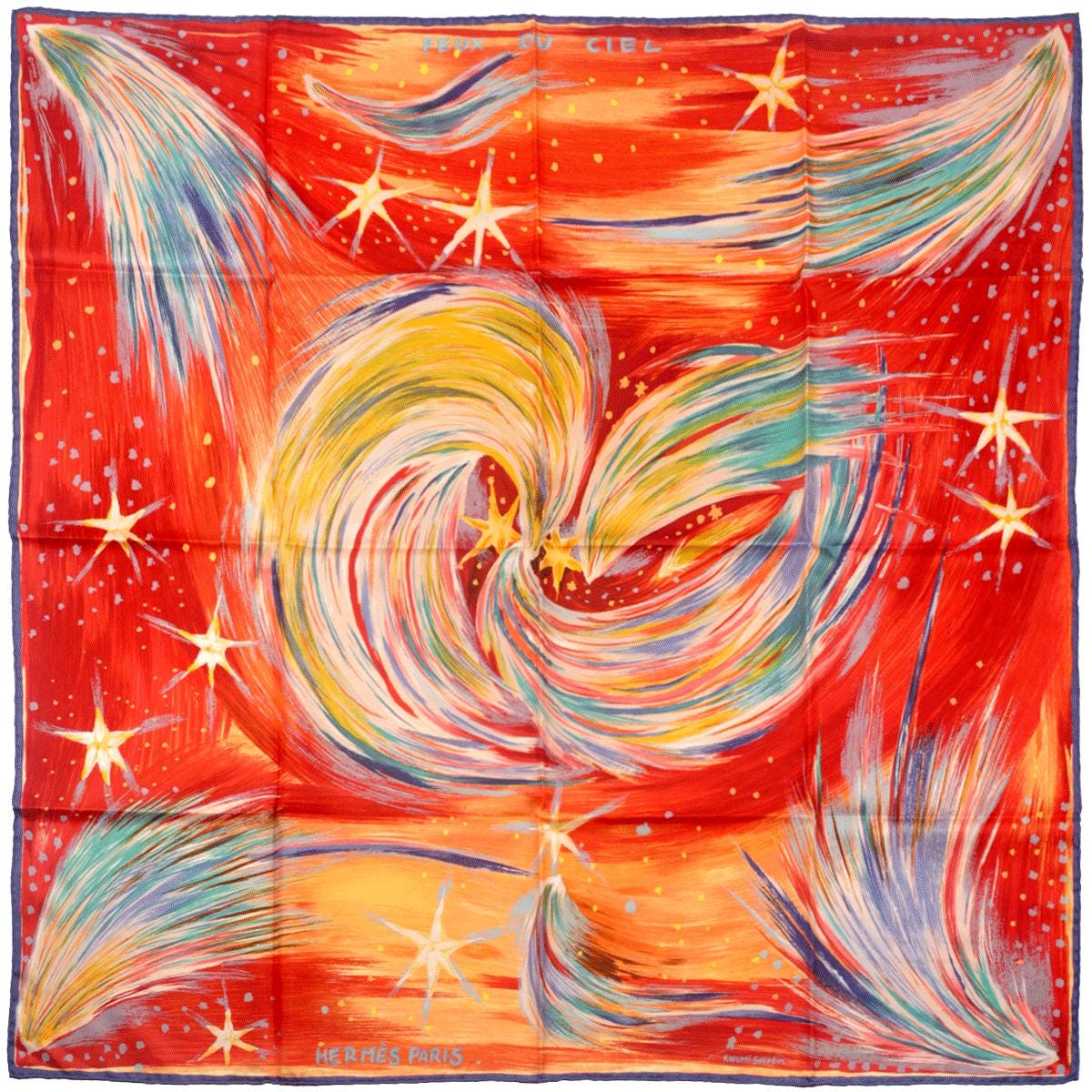Hermes Scarf "Feux du Ciel" by Sefedin Kwumi 90cm Silk | Foulard Carre