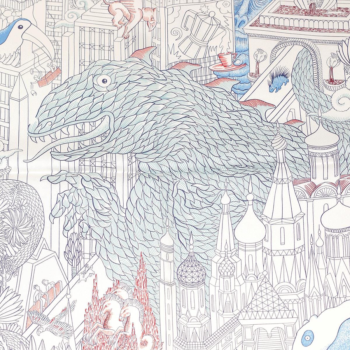 Hermes Scarf "Animapolis" by Jan Bajtlik 90cm Silk | NWT