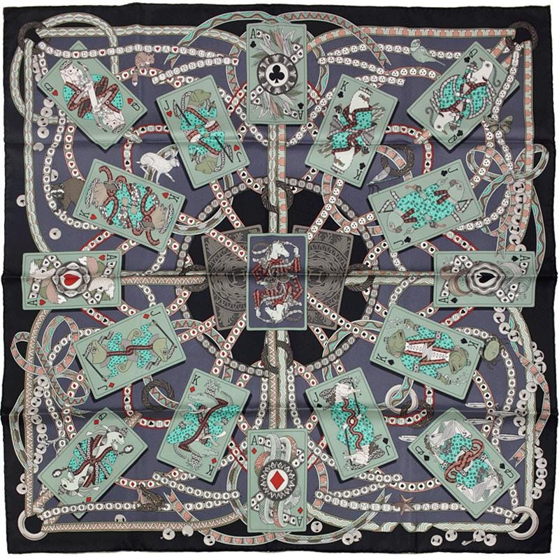 Hermes Scarf "Dame de Coeur" by Pierre Marie 90cm Silk