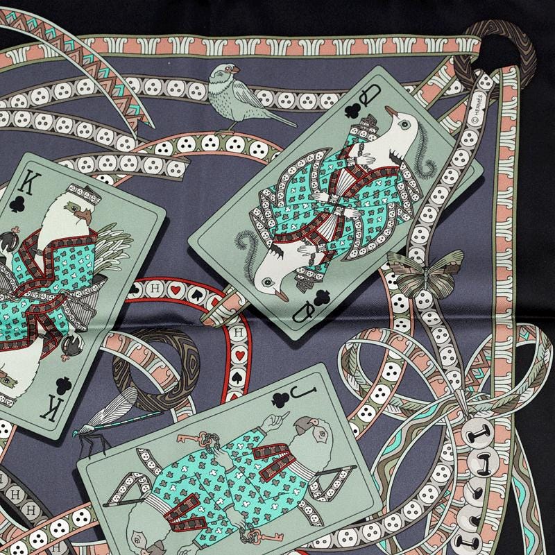 Hermes Scarf "Dame de Coeur" by Pierre Marie 90cm Silk