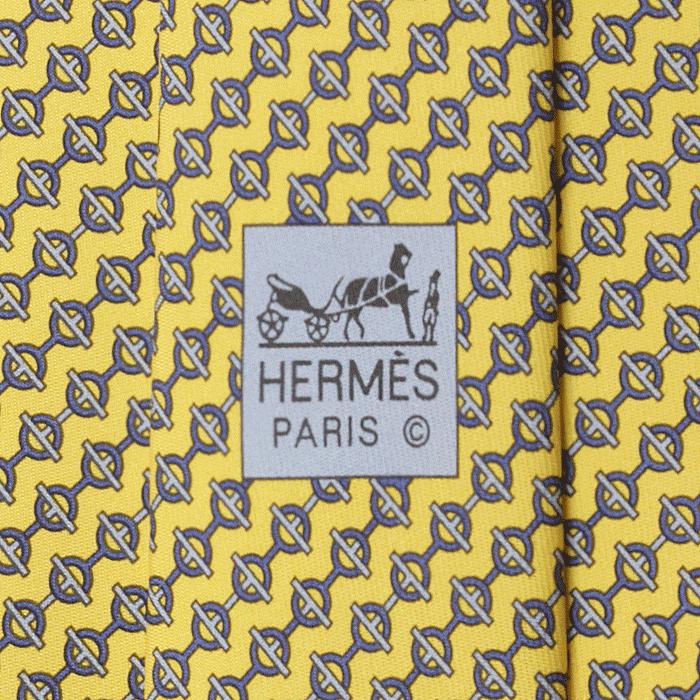 Hermes Men's Silk Tie Equestrian Geometric Pattern 605778