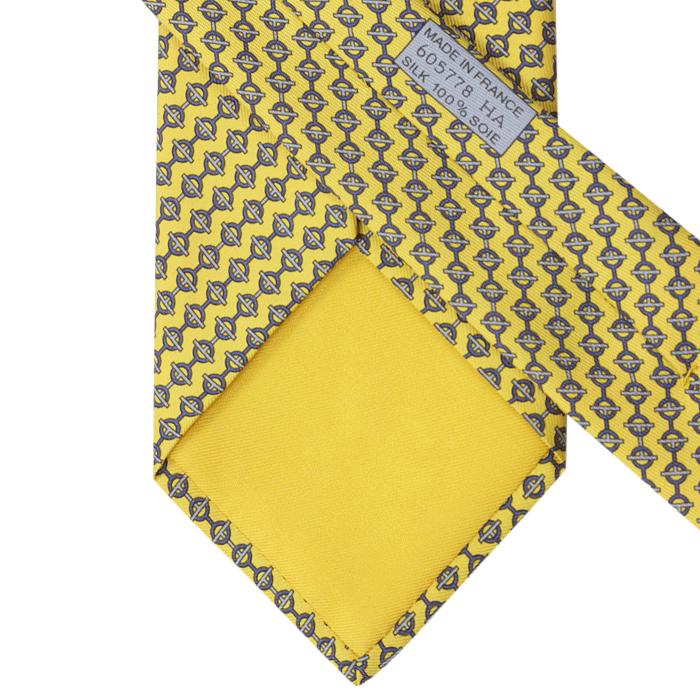 Hermes Men's Silk Tie Equestrian Geometric Pattern 605778