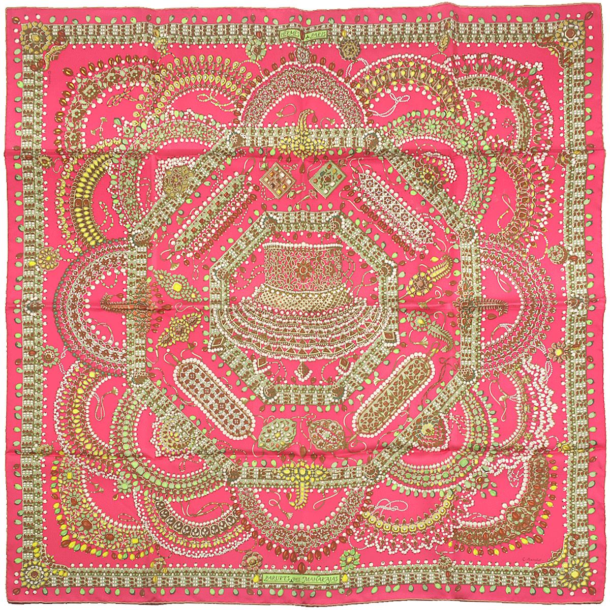 Hermes Scarf "Parures des Maharajas" by Catherine Baschet 90cm Silk