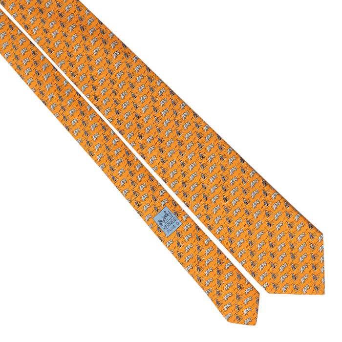 Hermes Men's Silk Tie Whimsical Polar Bear Sleds Pattern 5658 | Necktie Cravate