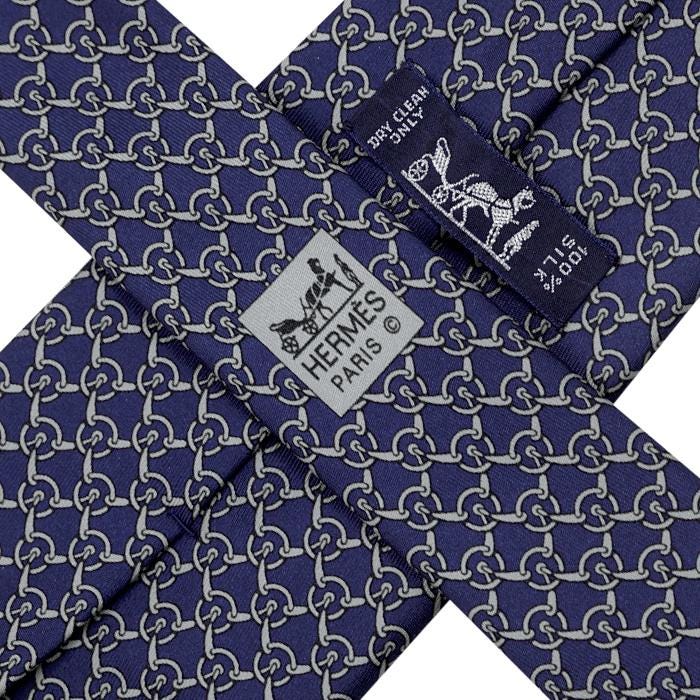 Hermes Men's Silk Tie Equestrian Geometric Pattern 5200 | Necktie Cravate