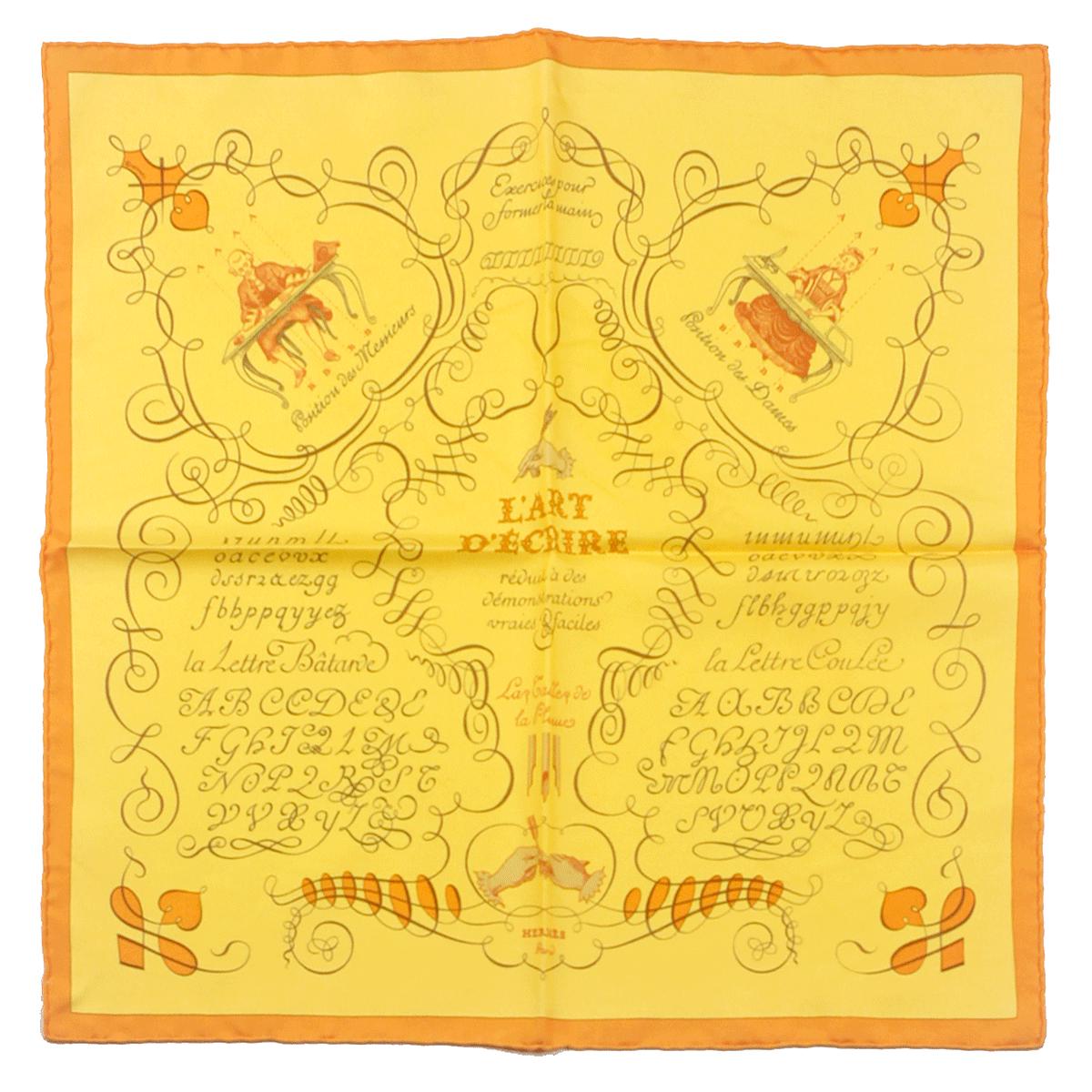 Hermes Scarf 45cm "Art d'Ecrire" by Maurice Tranchant Silk Gavroche