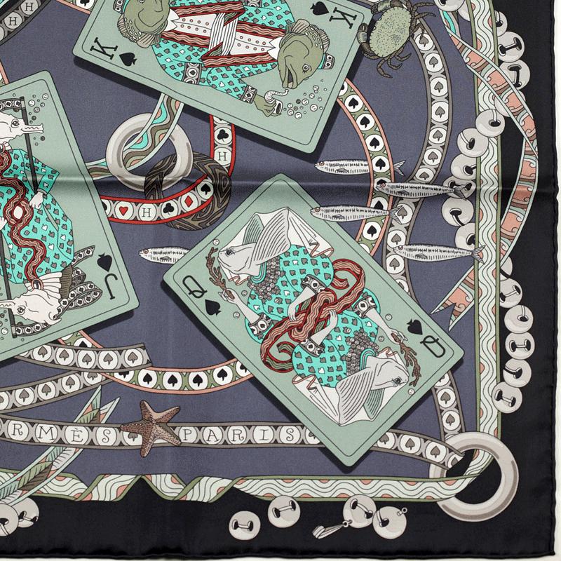 Hermes Scarf "Dame de Coeur" by Pierre Marie 90cm Silk