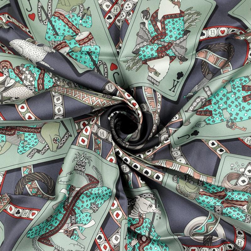 Hermes Scarf "Dame de Coeur" by Pierre Marie 90cm Silk