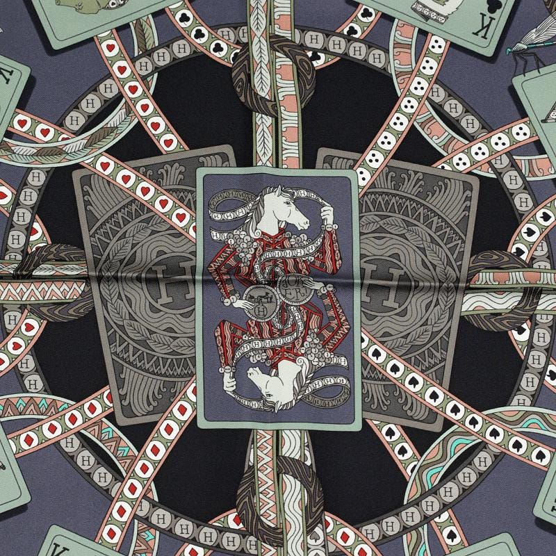 Hermes Scarf "Dame de Coeur" by Pierre Marie 90cm Silk