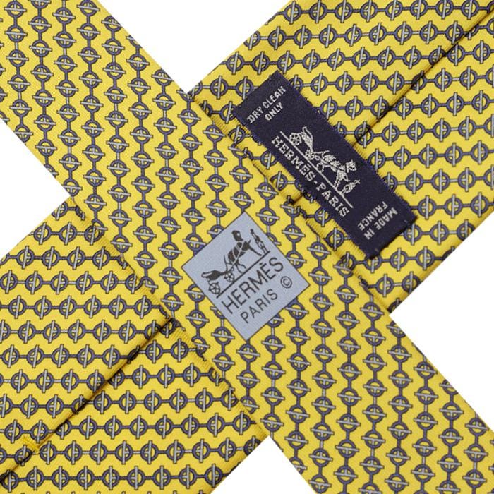 Hermes Men's Silk Tie Equestrian Geometric Pattern 605778