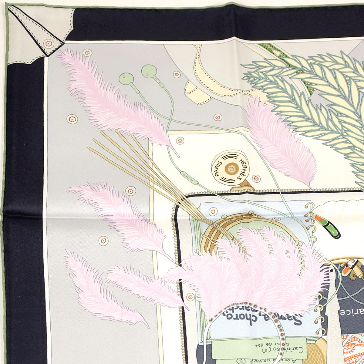 Hermes Scarf "Bagage a Main" by Rosa Maria Unda Souki 90cm Silk