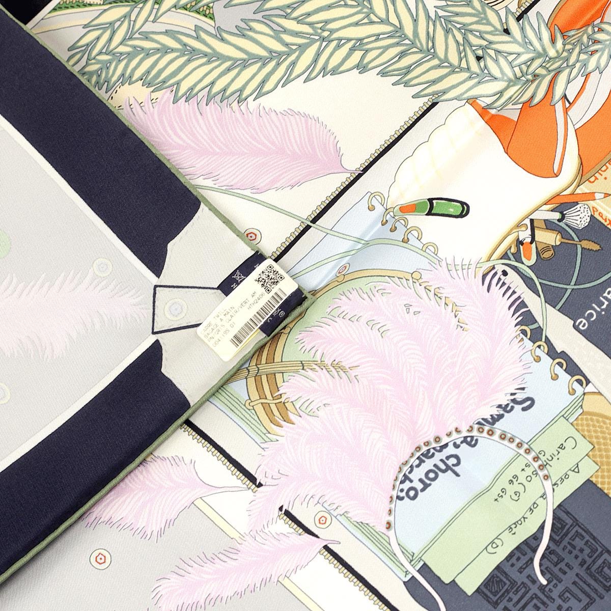 Hermes Scarf "Bagage a Main" by Rosa Maria Unda Souki 90cm Silk