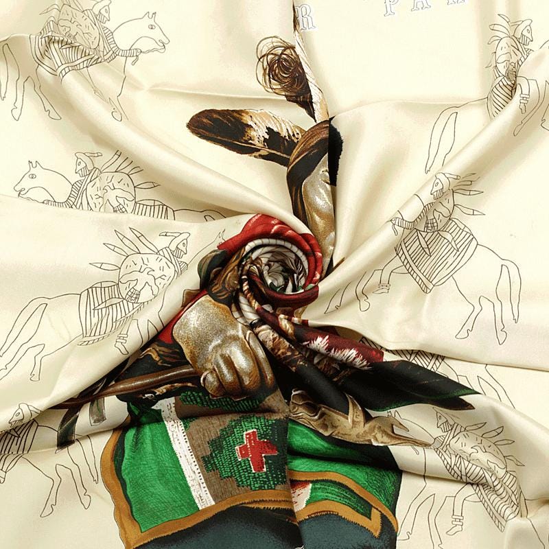 Hermes Scarf "Pani La Shar Pawnee" by Kermit Oliver Wash Carre 90cm Silk