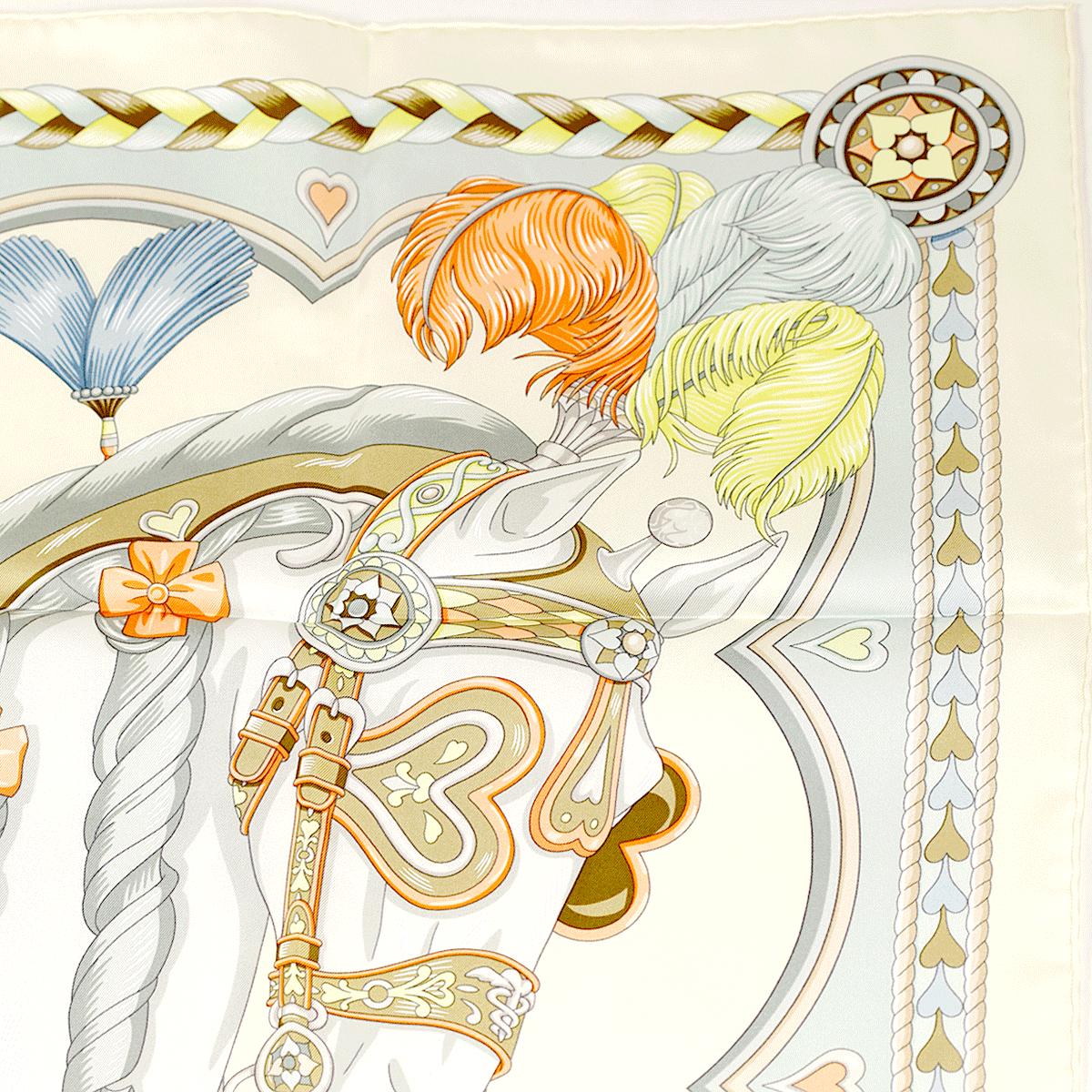 Hermes Scarf "Harnais de Coeur" by Daiske Nomura 90cm Silk | NWT