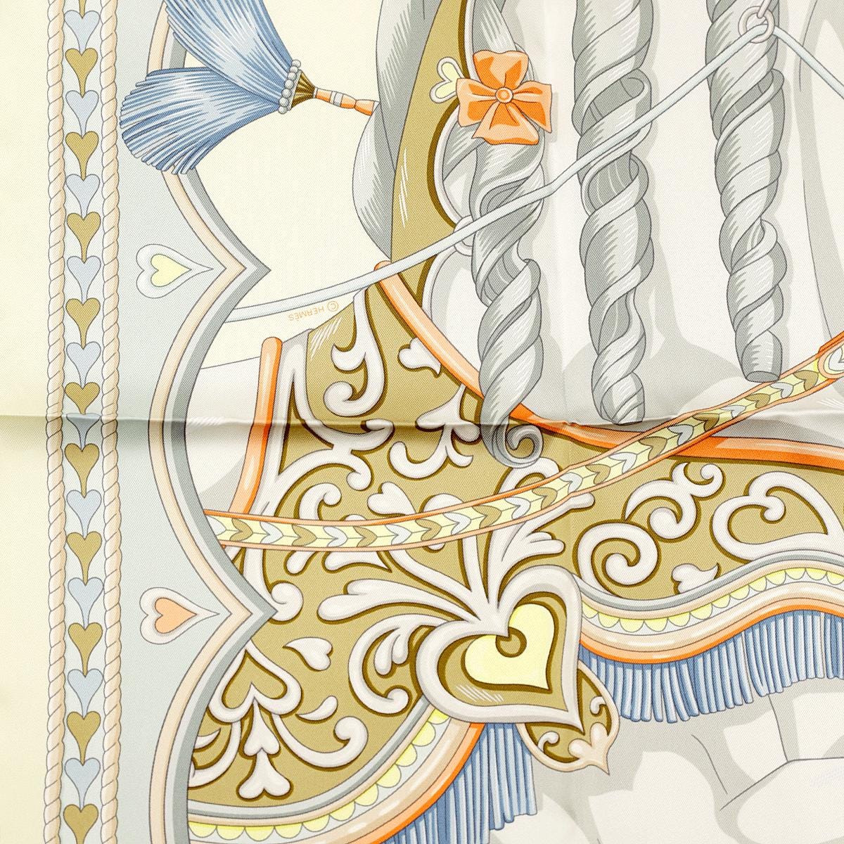 Hermes Scarf "Harnais de Coeur" by Daiske Nomura 90cm Silk | NWT