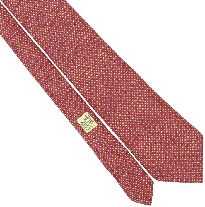 Hermes Men's Silk Tie Geometric Pattern 7919