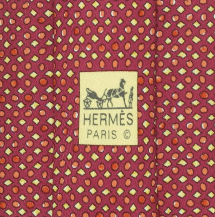 Hermes Men's Silk Tie Geometric Pattern 7919