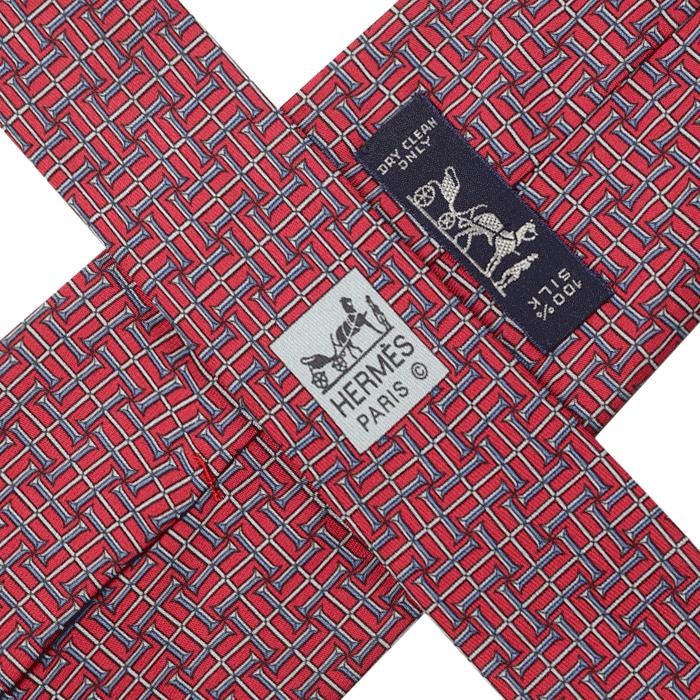 Hermes Men's Silk Tie H Geometric Pattern 5249 | Necktie Cravate