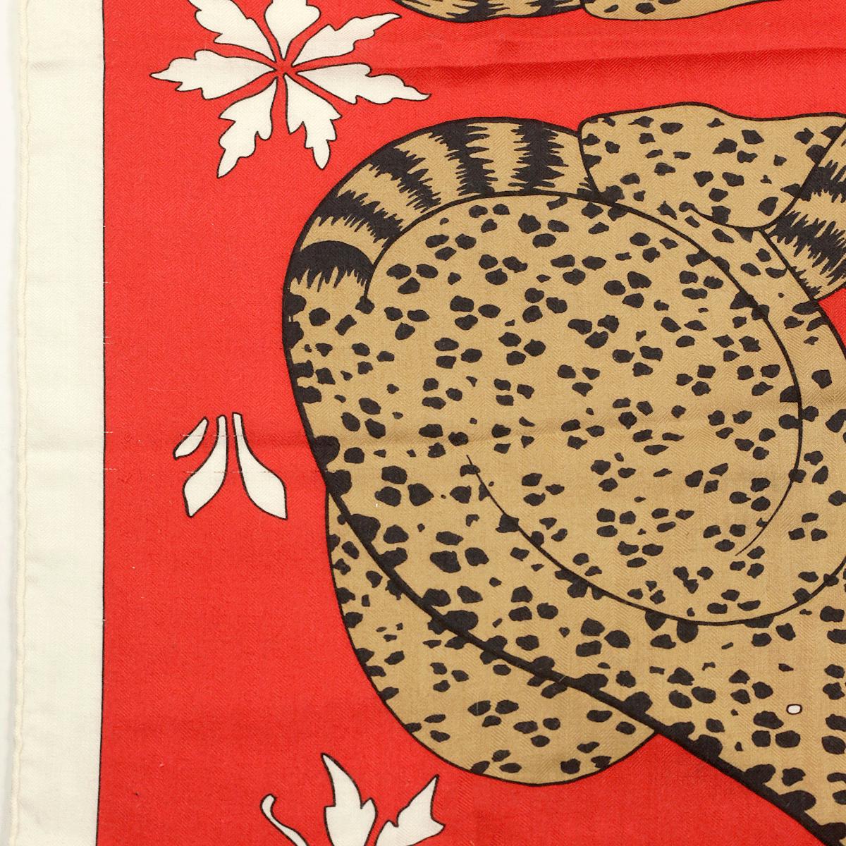 Hermes Cashmere Shawl 140cm "Les Leopards" by Christiane Vauzelles | Scarf Carre Foulard