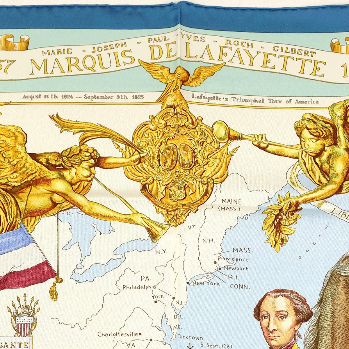 Hermes Scarf "Marquis de Lafayette" by Kermit Oliver 90cm Silk | GRAIL Carre Foulard