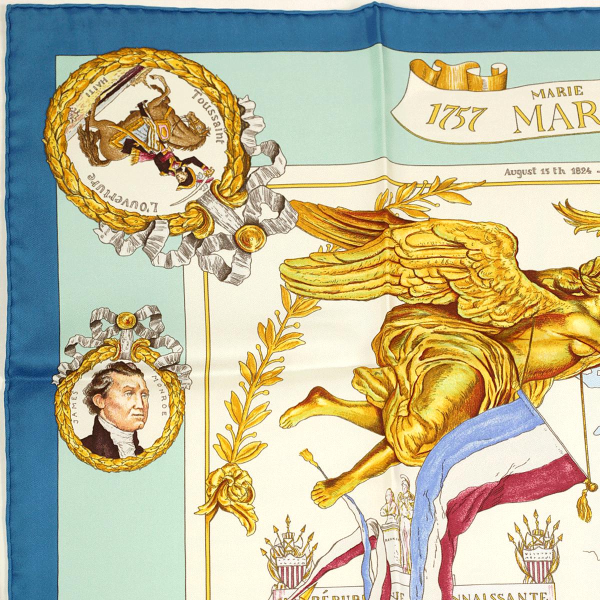 Hermes Scarf "Marquis de Lafayette" by Kermit Oliver 90cm Silk | GRAIL Carre Foulard