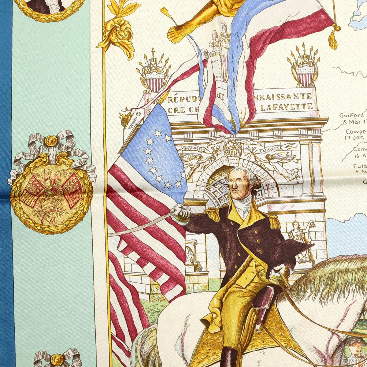 Hermes Scarf "Marquis de Lafayette" by Kermit Oliver 90cm Silk | GRAIL Carre Foulard