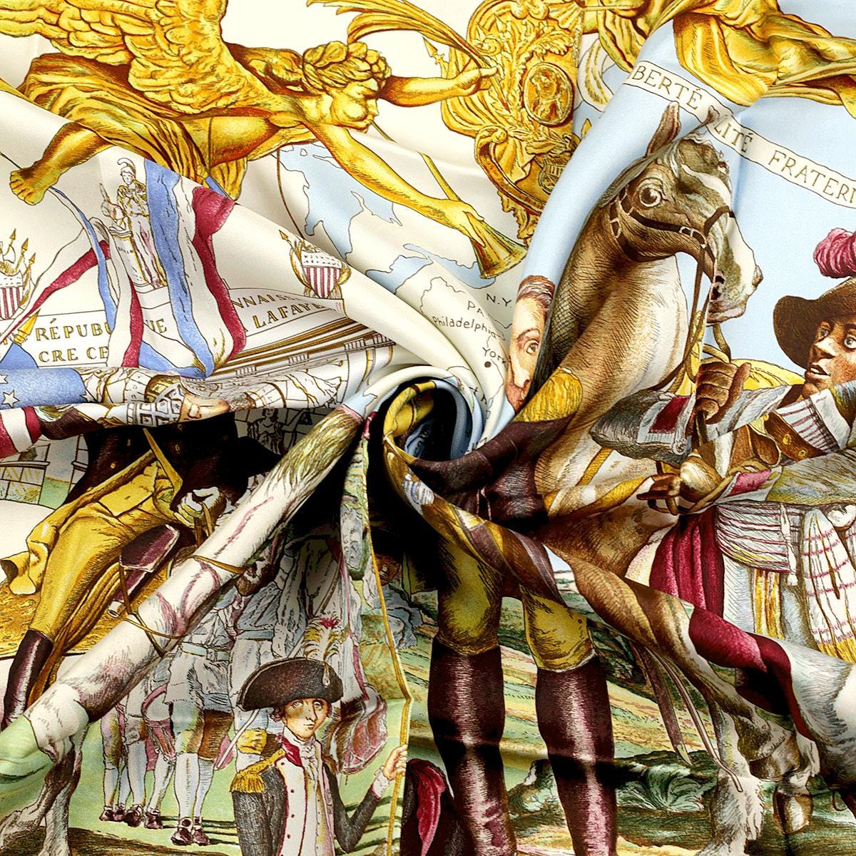 Hermes Scarf "Marquis de Lafayette" by Kermit Oliver 90cm Silk | GRAIL Carre Foulard