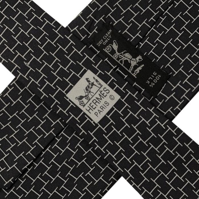 Hermes Men's Silk Tie Geometric H Pattern 5491 | Necktie Cravate