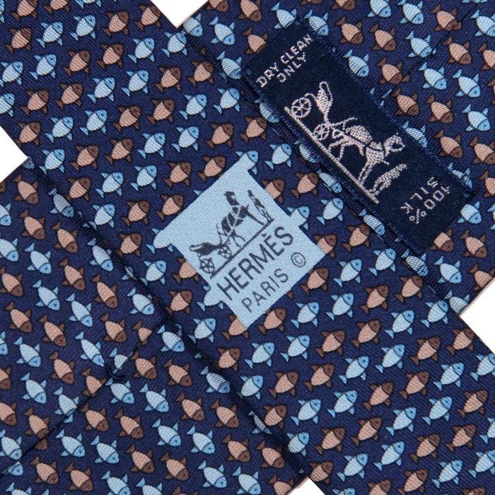 Hermes Men's Silk Tie Fish Pattern 7862 | Necktie Cravate