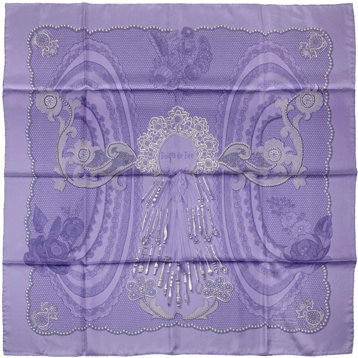Hermes Scarf "Doigts de Fee" by Caty Latham 90cm Silk