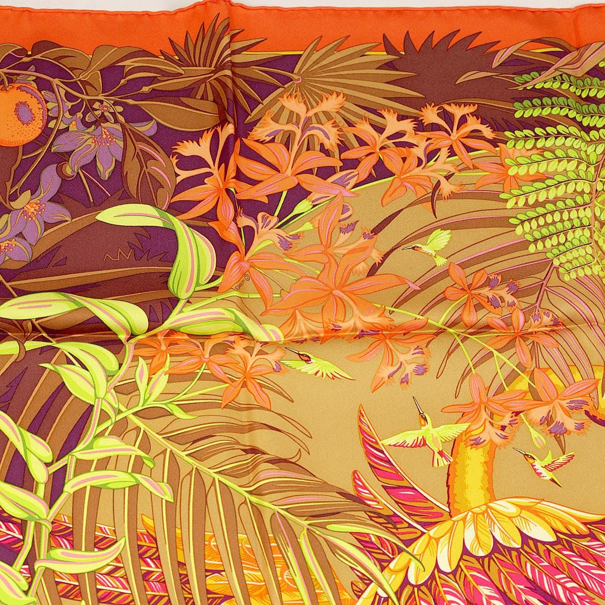 Hermes Scarf "Flamingo Party" by Laurence Bourthoumieux 90cm Silk