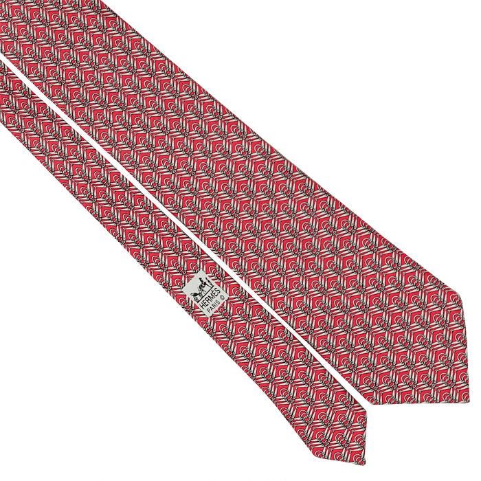 Hermes Men's Silk Tie Equestrian Geometric Pattern 7824 | Necktie Cravate