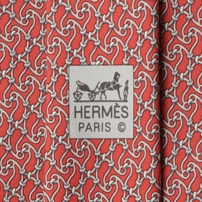 Hermes Men's Silk Tie Equestrian Geometric Pattern 605763 | Necktie Cravate