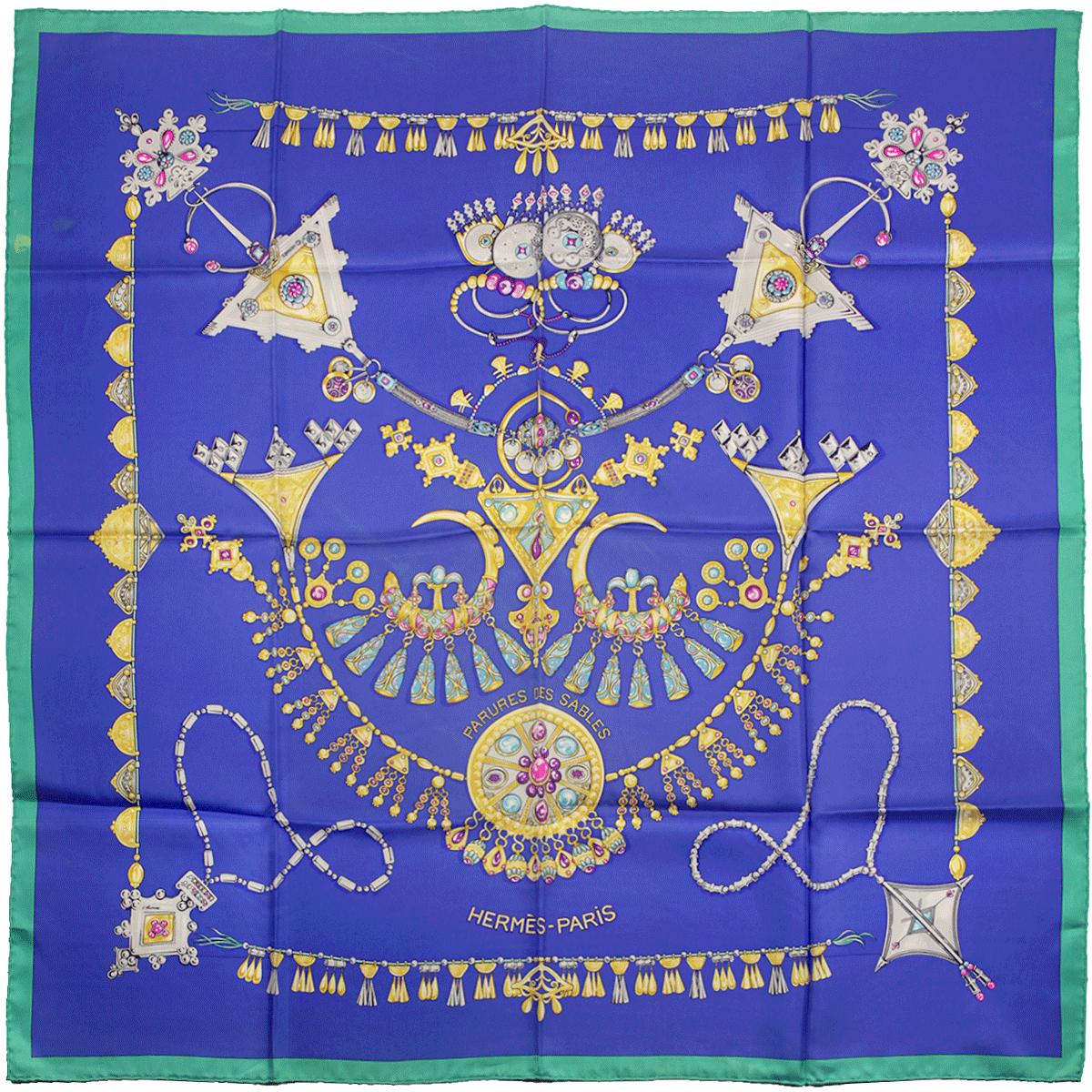 Hermes Scarf "Parures des Sables" by Laurence Bourthoumieux Vintage 90cm Silk | Carre Foulard