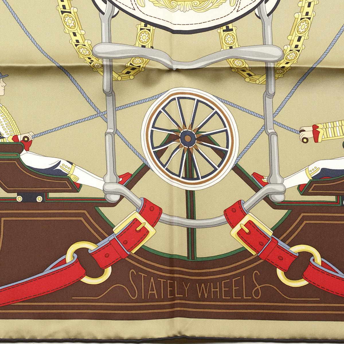 Hermes Scarf "Stately Wheels" by Stuart Patience 90cm Silk | NWT