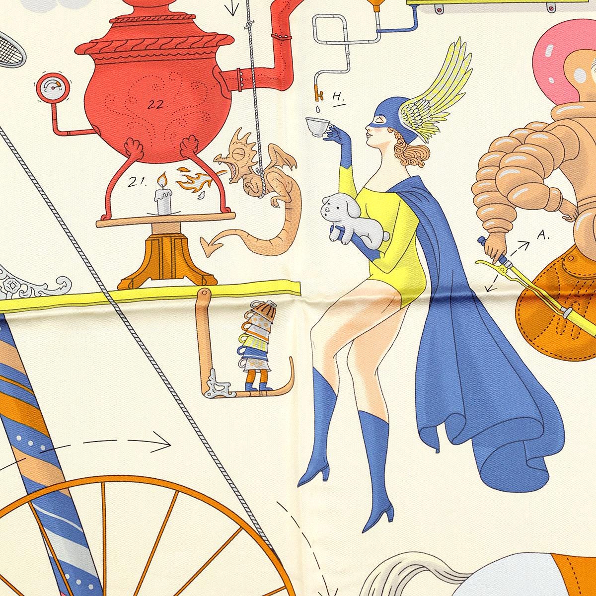 Hermes Scarf "Tea for Two" by Jonathon Burton 90cm Silk | Carre Foulard