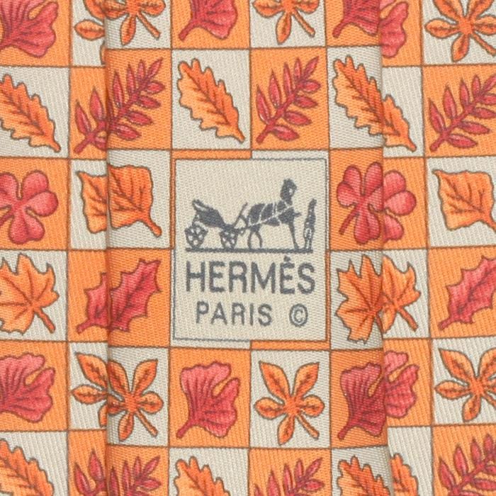 Hermes Men's Silk Tie Autumn Leaves Pattern 7724 | Necktie Cravate