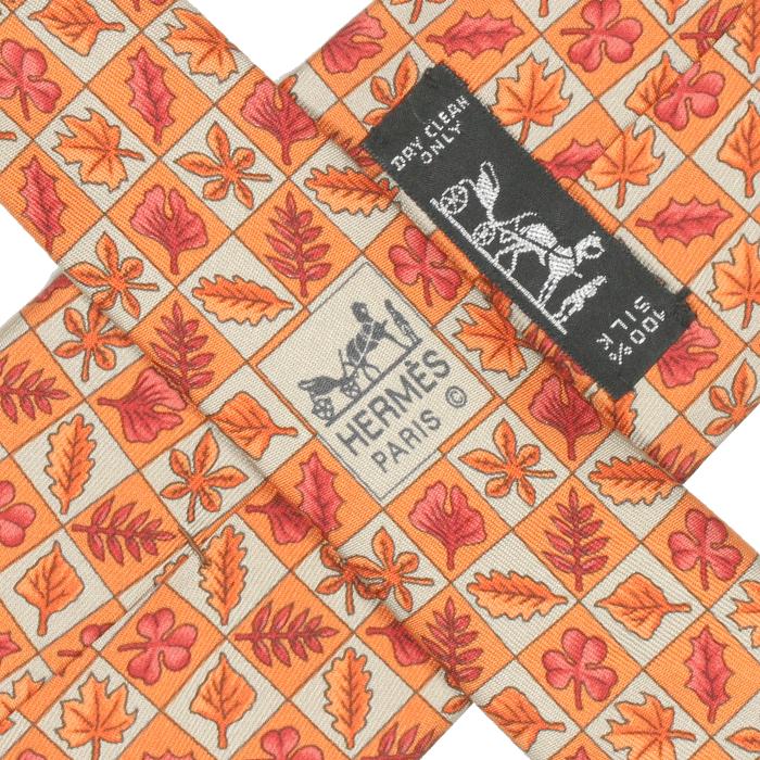 Hermes Men's Silk Tie Autumn Leaves Pattern 7724 | Necktie Cravate
