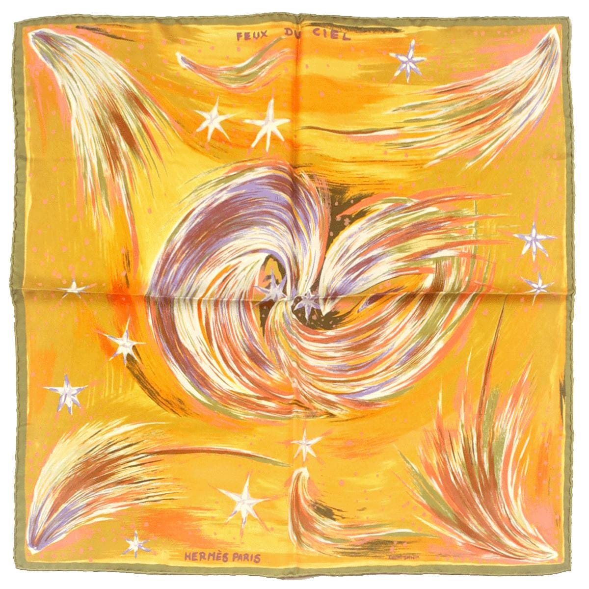 Hermes Scarf 45cm "Art d'Ecrire" by Maurice Tranchant Silk Gavroche