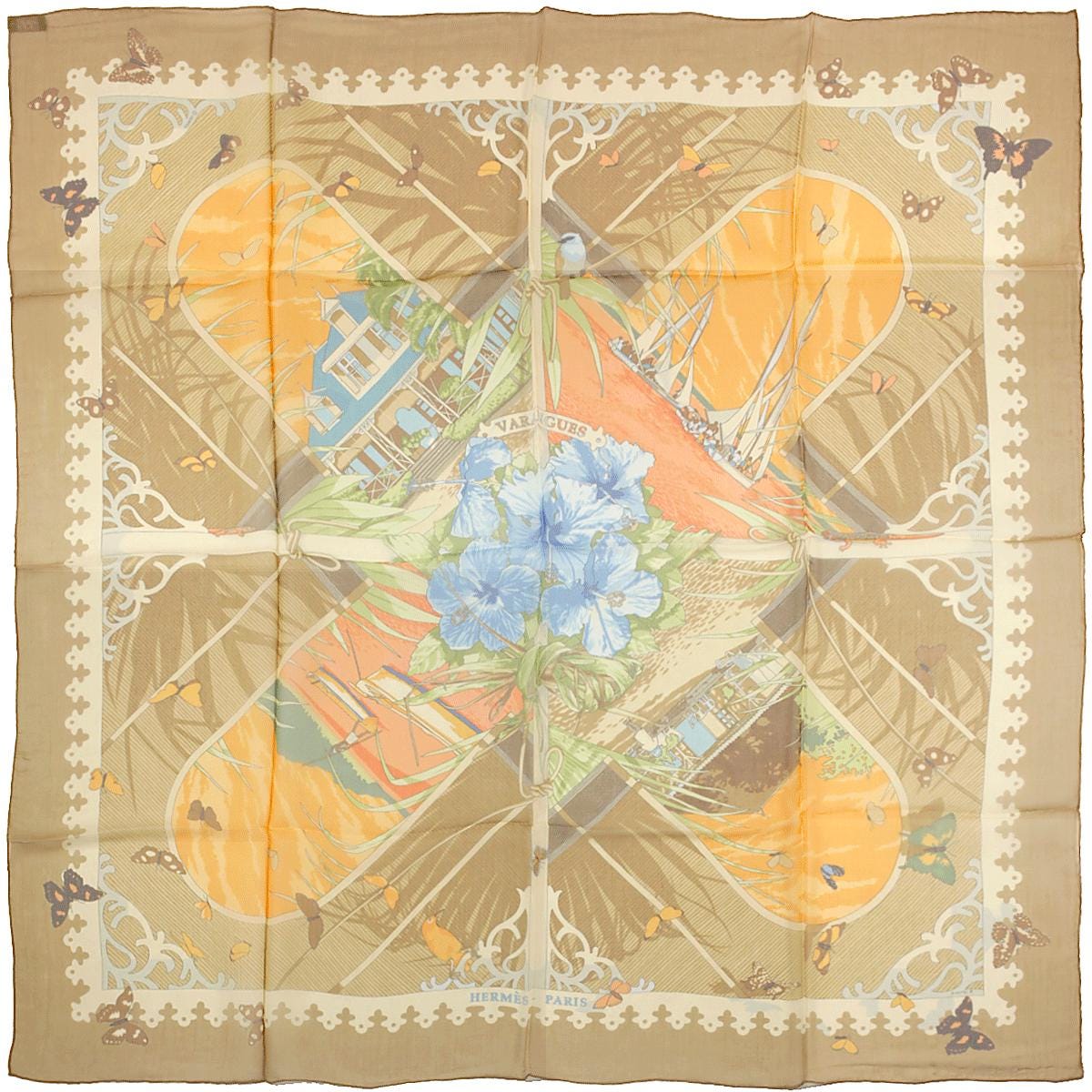 Hermes Scarf Mousseline "Varangues" by Dimitri Rybaltchenko 90cm Silk | Carre Foulard Chiffon