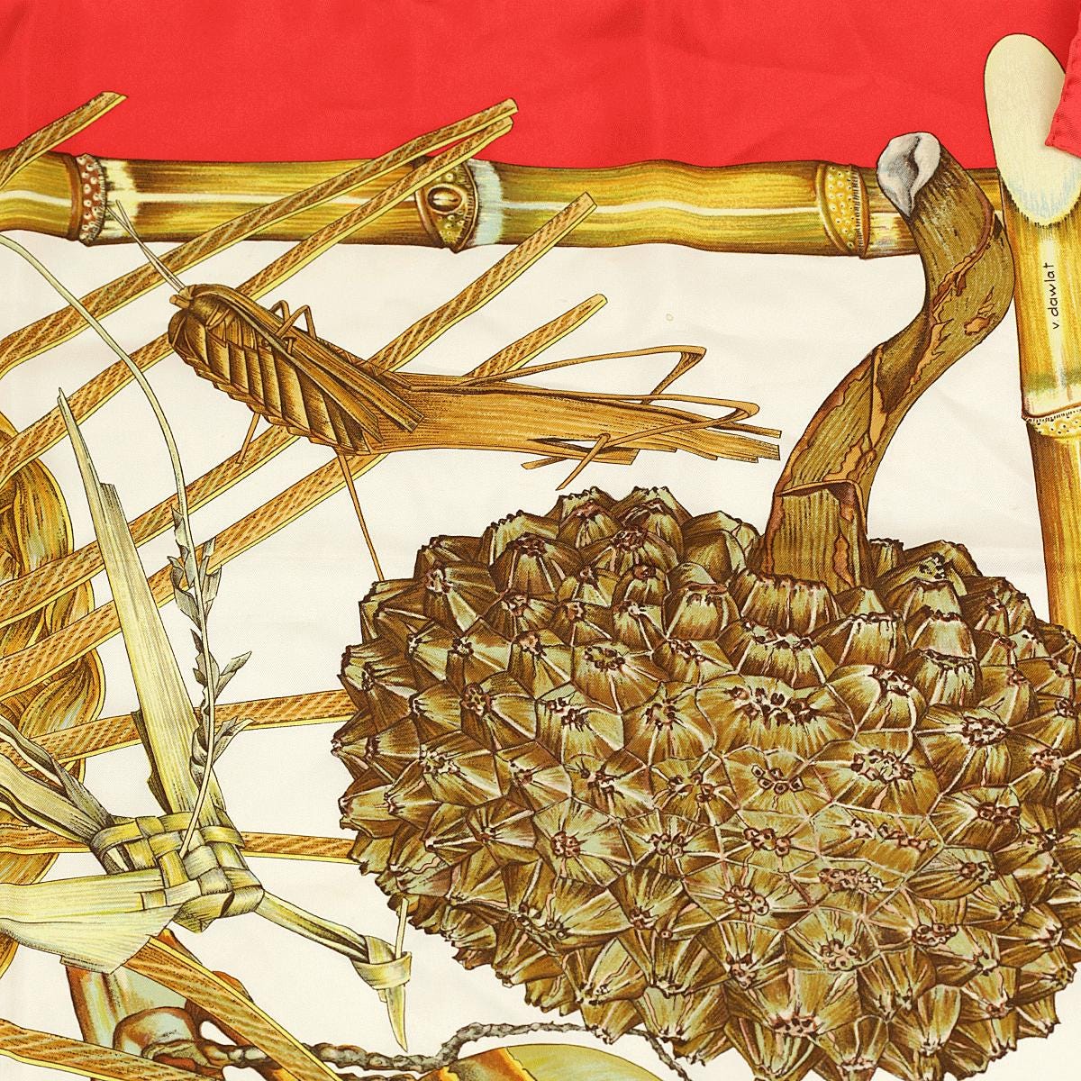 Hermes Scarf "Jardin Creole" by Valerie Dawlat Dumoulin Vintage 90cm Silk