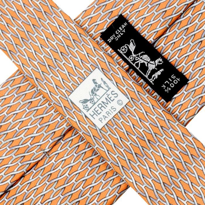 Hermes Men's Silk Tie H Geometric Pattern 5173 | Necktie Cravate