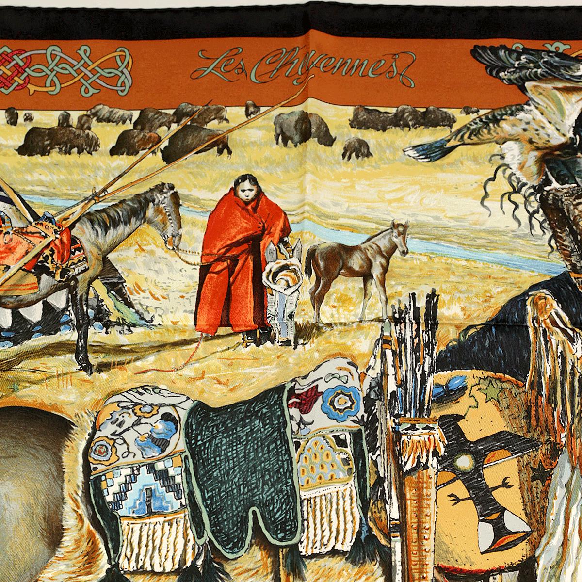 Hermes Scarf "Les Cheyennes" by Kermit Oliver 90cm Silk | Grail